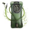 Flexible hydration bladder with a drinking tube, green water reservoir for medical or outdoor use, suitable for hydration during physical activities or emergency preparedness.