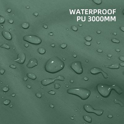 Waterproof PU 3000MM fabric with water droplets for outdoor gear and accessories. Durable, high-quality material suitable for rainwear, bags, and umbrellas. Perfect for various waterproof applications.