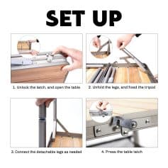 Foldable medical examination table for clinics and spas with adjustable legs and locking latch, ideal for professional healthcare settings.
