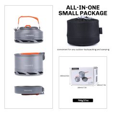 Stainless steel camping cookware set by FireMaple, includes pots, pans, and utensils for outdoor cooking, compact and portable for camping and backpacking.