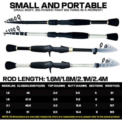 Lightweight portable fishing rod set, ideal for fishing enthusiasts, available in multiple lengths with various sizes, designed for easy handling and durability, perfect for outdoor fishing activities from Monalisa Medical.