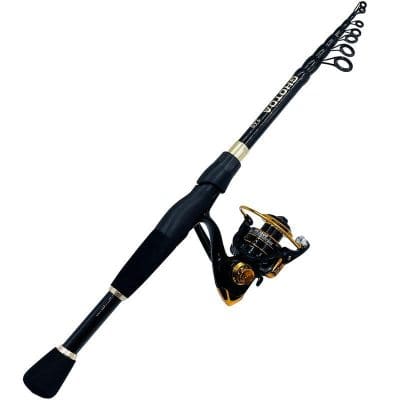 High-quality fishing rod with spinning reel, ideal for freshwater and saltwater fishing, featuring durable construction and ergonomic design for optimal performance.