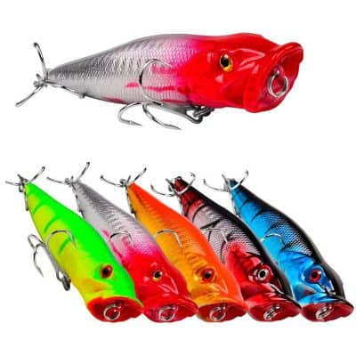 Bright colorful fishing lures designed to attract fish, featuring realistic fish head details and multi-color options for enhanced visibility and effectiveness in fishing activities.