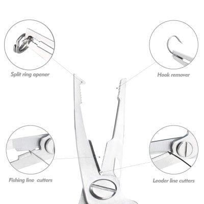 High-quality surgical knot tying instrument with split ring opener, hook remover, fishing line cutters, and leader line cutters for precise medical procedures.