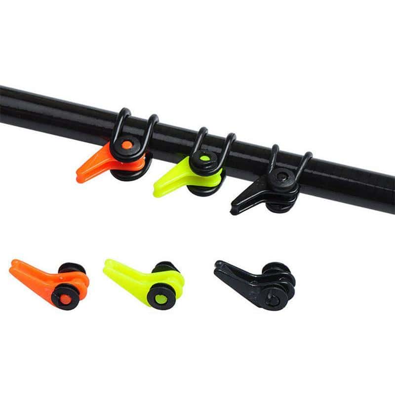 Color-coded cable clips for organizing electrical cords and cables, available in orange, yellow, and black, designed to keep your workspace tidy and cables secure.