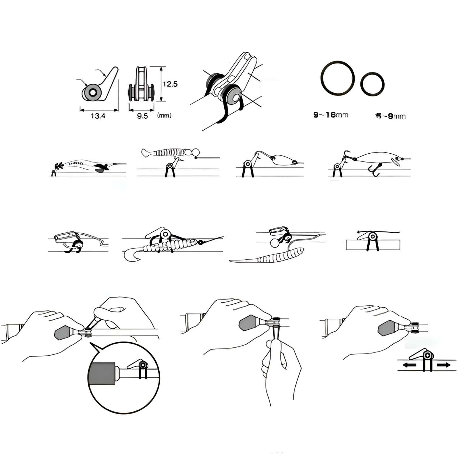 Precision fishing tackle components for optimal performance at Monalisa Store, featuring size specifications, assembly guides, and product details for anglers and fishing enthusiasts.