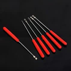 Removals and Extraction Dental Instruments - Set of specialized dental tools with red handles for extractions and oral procedures, essential for dental clinics and oral surgery professionals.