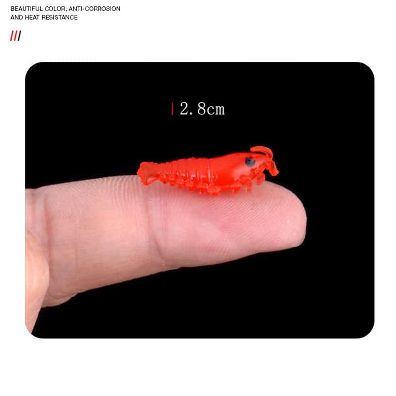 Small red plastic lobster fishing bait, 2.8cm size, durable and lightweight, perfect for seafood traps and fishing gear, designed with anti-corrosion and heat-resistant features for long-lasting use.