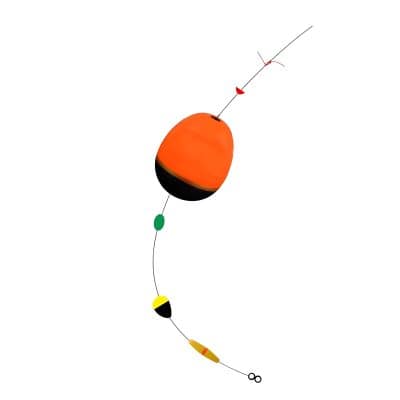 Orange and black fishing lure with multiple colorful sinkers against a white background, designed for fishing enthusiasts and used for attracting fish, available at Monalisa Store for fishing gear and accessories.