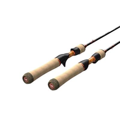 High-quality fishing rods with cork handles, designed for freshwater and saltwater fishing, featuring durable guides and ergonomic grips for optimal performance.