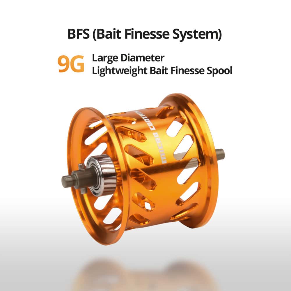 Lightweight orange bait feral spool used for fishing, large diameter, designed for durable and effective bait presentation. High-quality fishing gear from Monalisa Store.