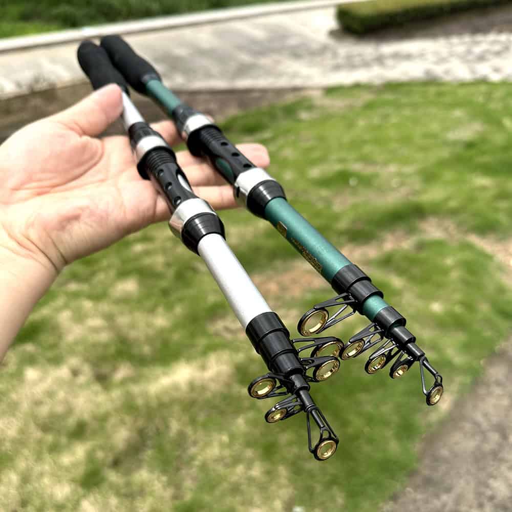 Lightweight fishing rod with multiple guides for smooth casting, perfect for freshwater and saltwater fishing, ensuring durability and performance.