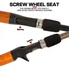 Screw wheel seat fishing rod component, lightweight spinning and casting handle, designed for secure grip, smooth rotation, and durability for optimal fishing experience.