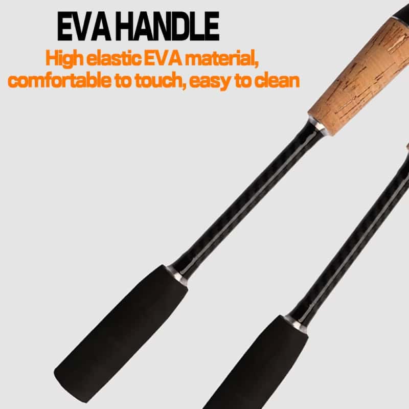 EVA handle fishing rod with high elastic EVA material, comfortable to touch, easy to clean, ideal for fishing enthusiasts.