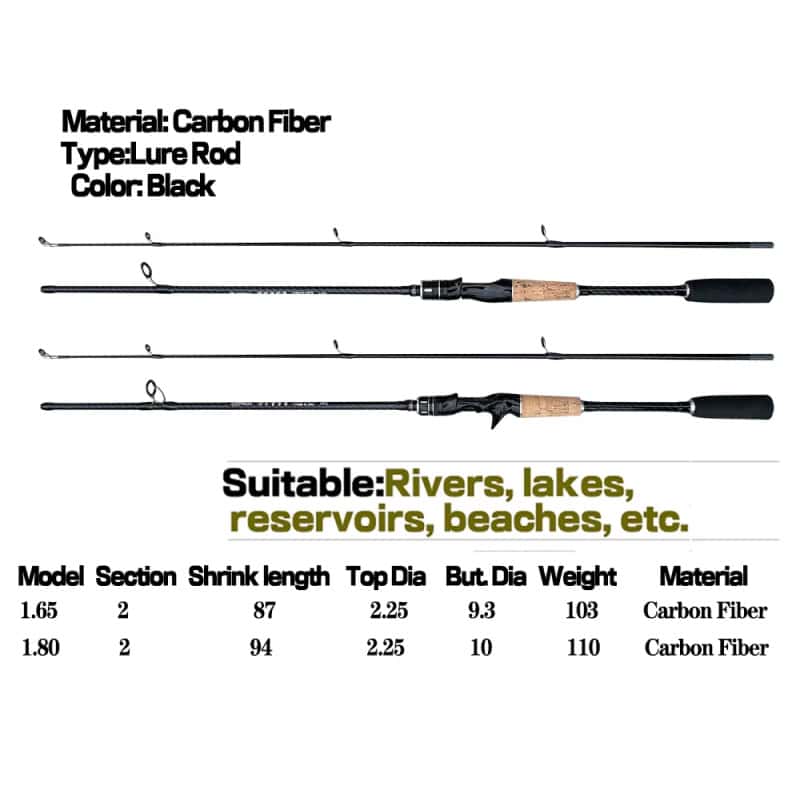 Delicate carbon fiber fishing rods for lakes reservoirs and beaches, suitable for rivers and lakes, lightweight and durable, ideal for freshwater fishing enthusiasts.