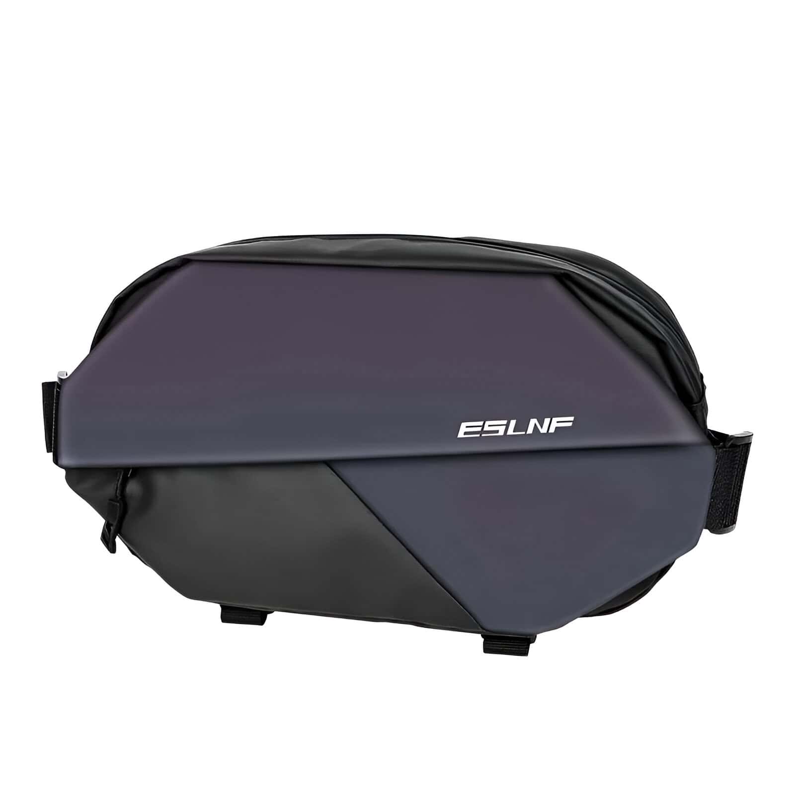 Lightweight, durable black and gray optical equipment carrying bag with adjustable strap and "ESLNF" logo, designed for secure and convenient transportation of glasses or optical accessories.