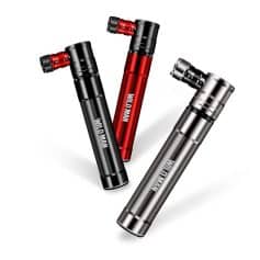 Black, red, and silver LED flashlights with adjustable focus, premium quality, and durable design for outdoor and tactical use. Perfect for camping, emergency, and professional applications.