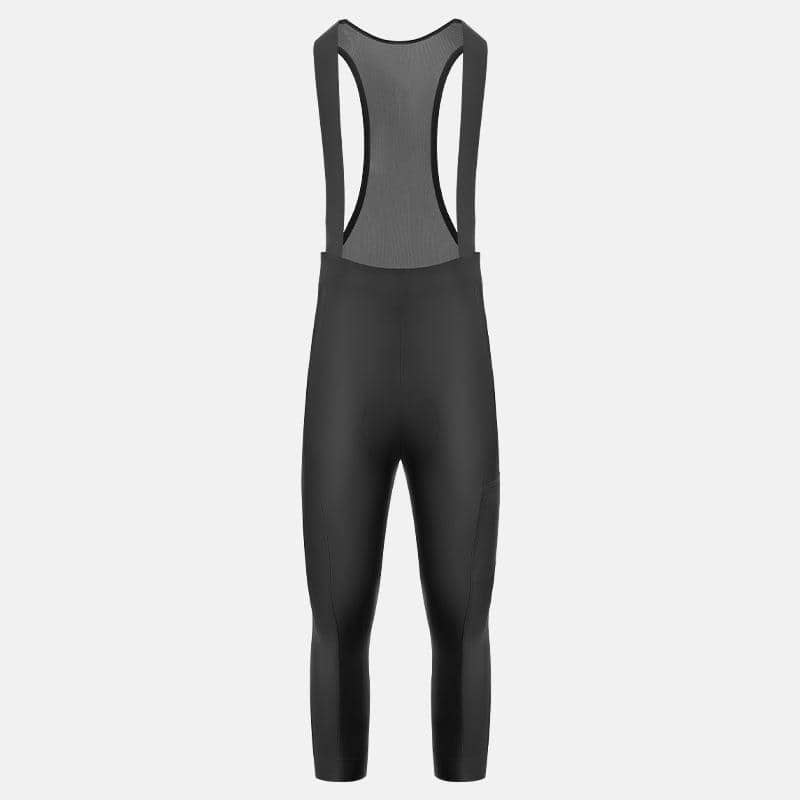 Performance black tapered athletic overalls with breathable mesh back for sports and fitness activities.