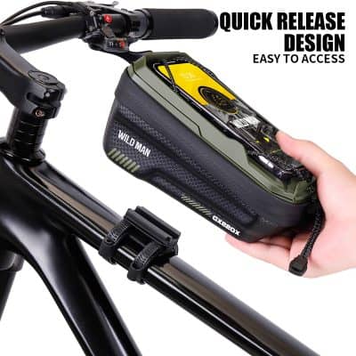 Compact bike phone holder with quick release design for easy access, securely holds smartphones during rides, compatible with various bike types for convenient navigation.