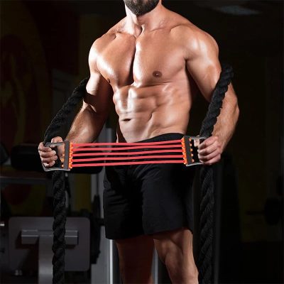 High-intensity resistance training with battle ropes for muscle building and cardiovascular fitness. Perfect for strength athletes and fitness enthusiasts at Monalisa Store.