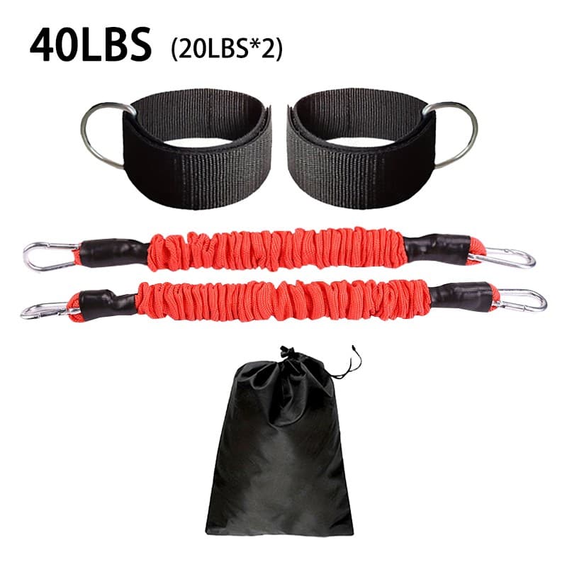 Heavy-duty resistance bands set for strength training and physical therapy at Monalisa Store. Includes ankle cuffs, resistance tubes, and storage bag for convenient workout sessions.