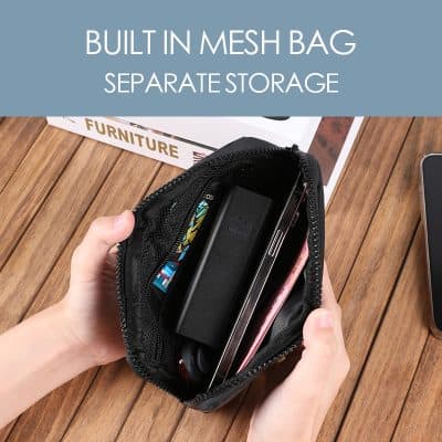 Compact mesh storage bag for organize electronic accessories and essentials; perfect for travel and everyday use.