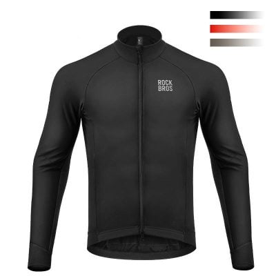 Streamlined black athletic jacket with "Rock Bros" logo, designed for sports and outdoor activities, perfect for active lifestyles and sportswear enthusiasts.
