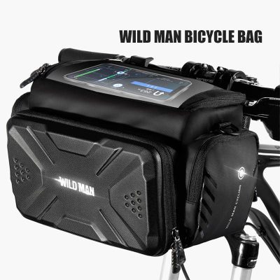 High-quality Wild Man bicycle bag with smart storage for electric bikes, featuring durable materials, waterproof design, and easy installation for cycling accessories and essentials.