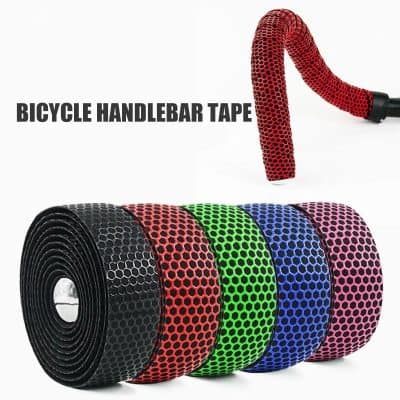 Bicycle handlebar tape available in multiple colors, providing comfortable grip and stylish design for cycling enthusiasts. Ideal for customizing bike handlebars and enhancing ride comfort.