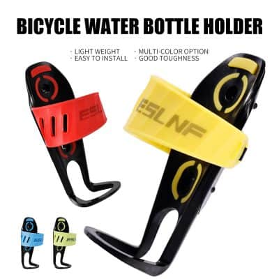 Lightweight bicycle water bottle holder in multiple colors, easy to install, durable design ideal for cycling accessories.