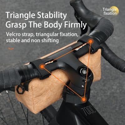 Stability strap securing the bicycle handlebar for enhanced riding control and firmness, featuring triangular fixation for secure grip and non-shifting performance, ideal for cycling enthusiasts.