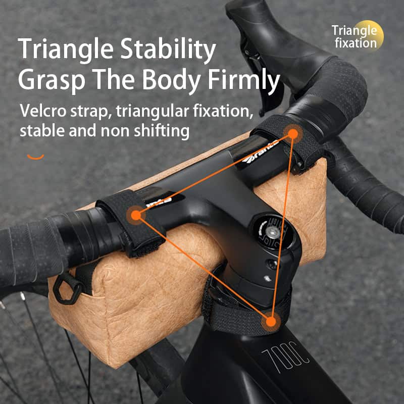 Stability strap securing the bicycle handlebar for enhanced riding control and firmness, featuring triangular fixation for secure grip and non-shifting performance, ideal for cycling enthusiasts.