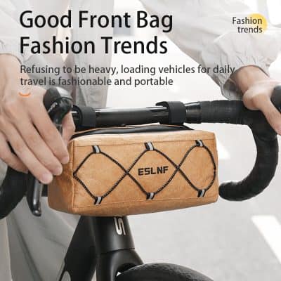 Bike handlebar front bag, practical travel accessory, stylish cycling gear for daily commuting and outdoor adventures, featuring adjustable straps and durable material.
