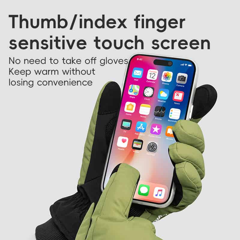 Protective touchscreen gloves for smartphones, keeping your hands warm while maintaining easy access to your device's screen and essential functions.