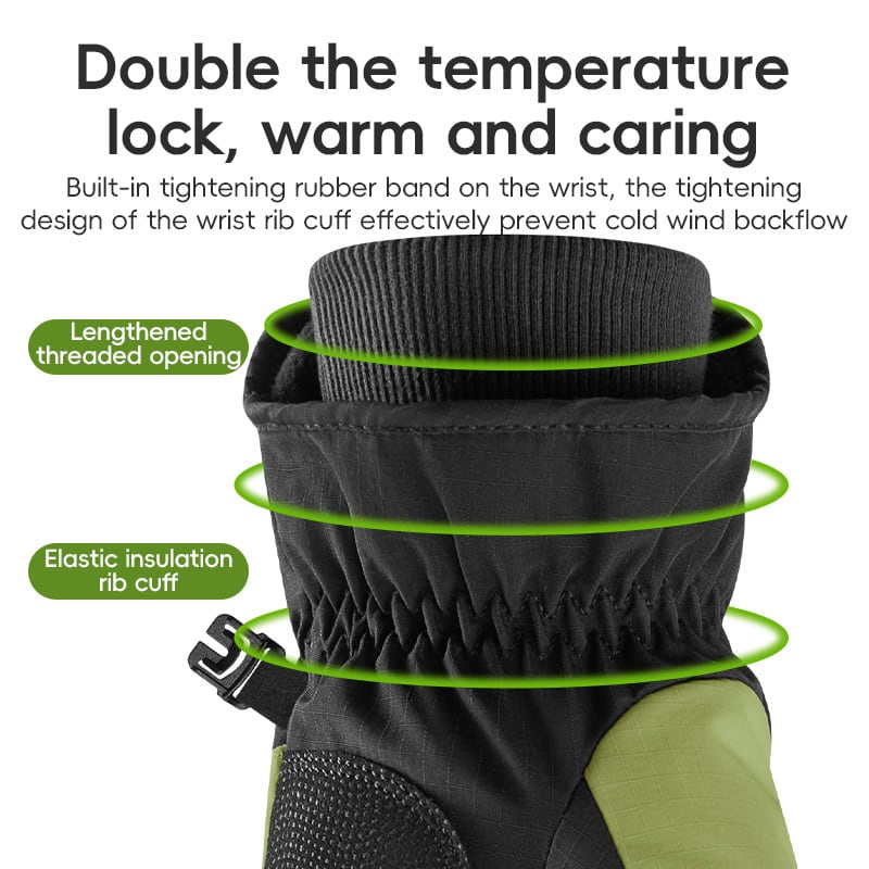 Warm winter gloves with temperature lock and elastic insulation rib cuff for cold weather outdoor activities at Monalisa Medical Store.