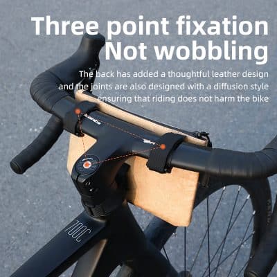 Three point fixation bike handlebar stabilization with leather padding for smooth riding, designed to prevent wobbling and ensure rider comfort and control. Perfect for cycling enthusiasts.