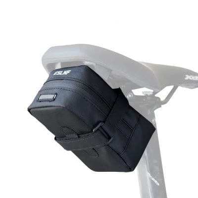 High-quality bicycle saddle bag mounted under the saddle, ideal for storing accessories, tools, and personal items during cycling adventures. Durable and compact for cyclist convenience.