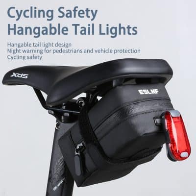 Adjustable cycling tail light with rear reflector, mounted on bike seat post for enhanced night safety, pedestrian and vehicle visibility, and cycling safety.