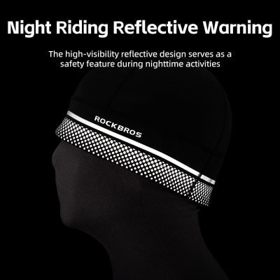 Reflective night riding beanie hat with high-visibility design, perfect for safety during nighttime outdoor activities.
