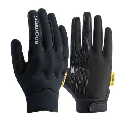 Comfortable black RockBros sports gloves designed for cycling, running, and outdoor activities, providing excellent grip and protection for optimal performance.