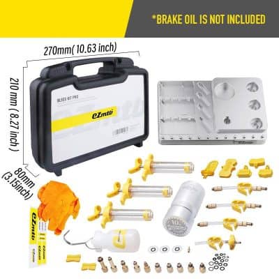 Bleed kit for automotive repair, includes tools and accessories for brake system maintenance, with storage case and gloves - Monalisa Store.