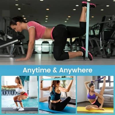 Body care and fitness workout using resistance bands at Monalisa Store.