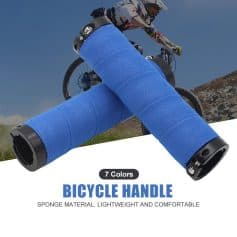 Bright blue bicycle handlebar grips made of sponge material, lightweight and comfortable, ideal for cycling enthusiasts, available in 7 colors, perfect for enhancing grip and control during bike rides.