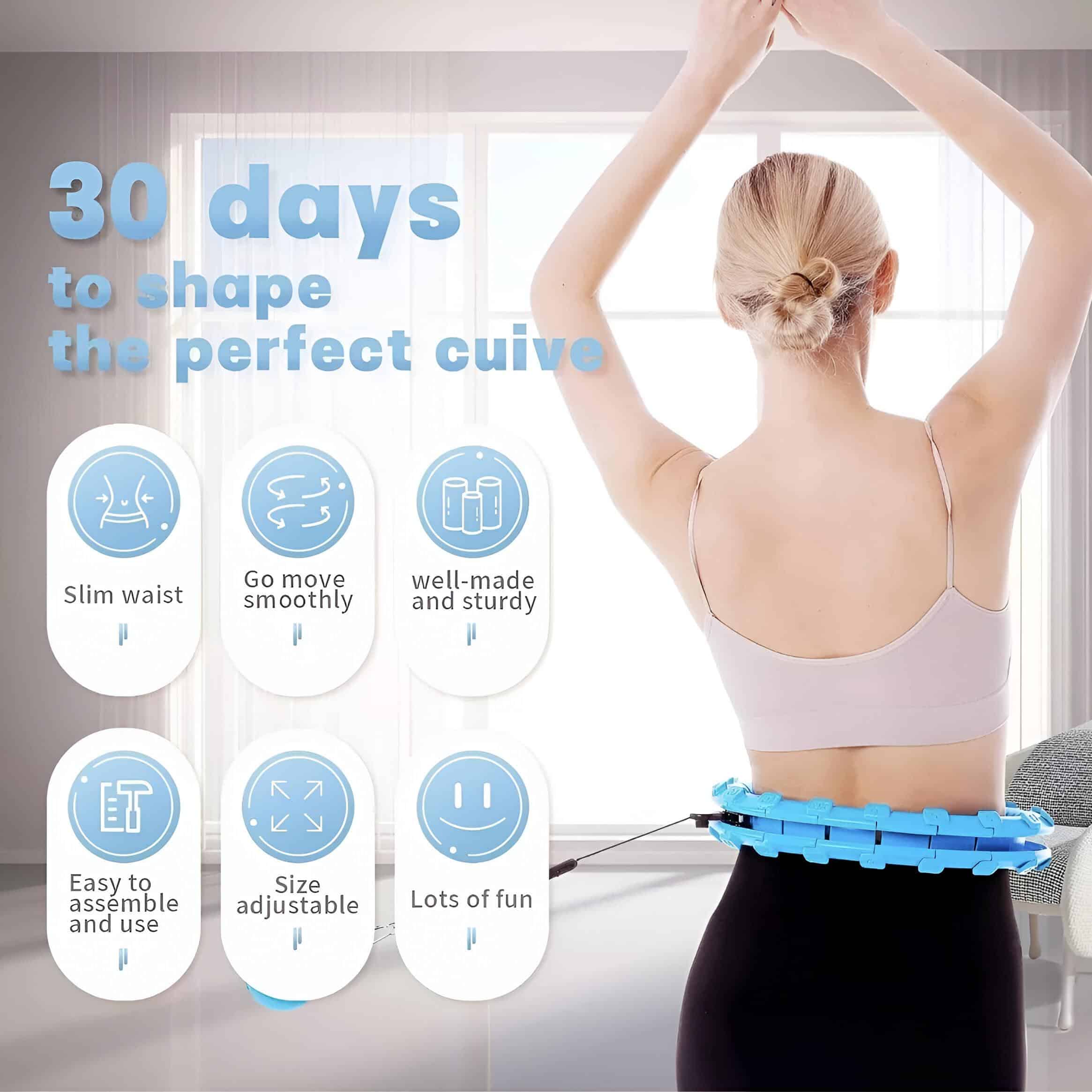 30-day body shaping program to sculpt a perfect waist with easy assembly, adjustable size, and fun workouts.