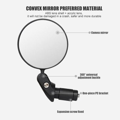 Flexible convex mirror for optical instrument use, featuring ABS lens shell and acrylic lens, with adjustable mounting for enhanced clarity and durability in industrial or personal settings.