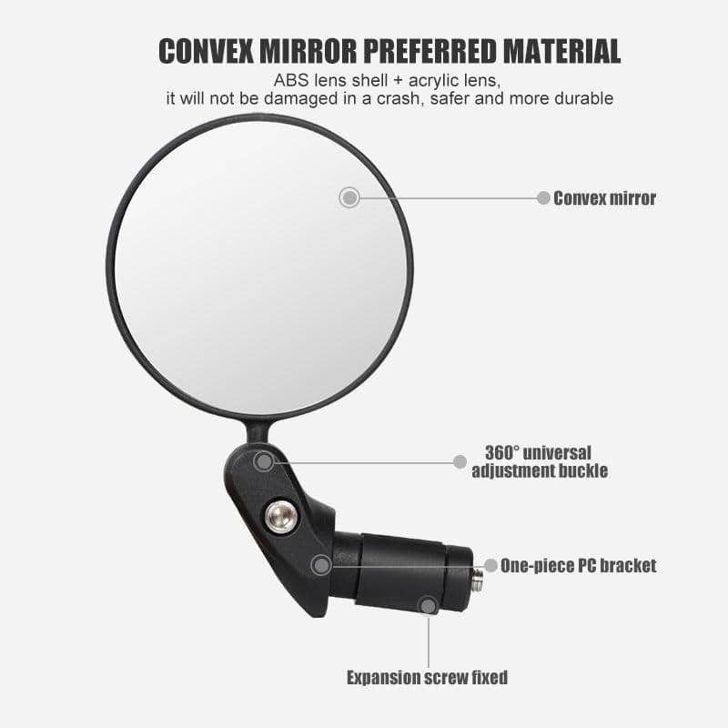 Flexible convex mirror for optical instrument use, featuring ABS lens shell and acrylic lens, with adjustable mounting for enhanced clarity and durability in industrial or personal settings.