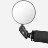 Aviation-style rearview mirror attached to a motorcycle handlebar, designed for safety and visibility while riding.