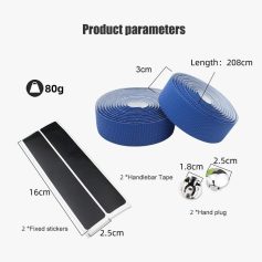 Flexible blue exercise resistance bands, 208cm long and 3cm wide, ideal for fitness workouts; lightweight at 80g for versatile training at home or gym.