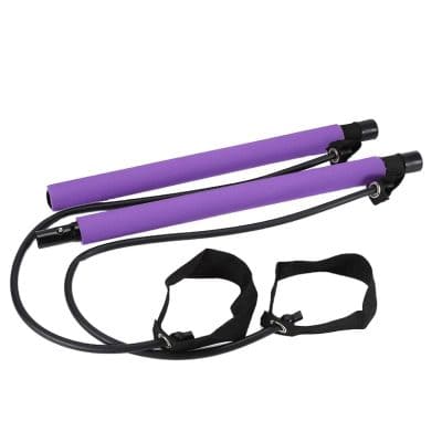Two purple resistance jump ropes with black handles and adjustable straps for fitness workouts and cardio training.