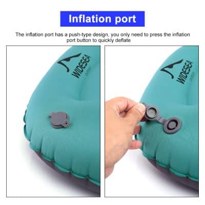 Inflation port valve for inflatable medical cushions and support devices, easy push-button design for quick deflation and inflation, compatible with professional healthcare and therapy equipment.
